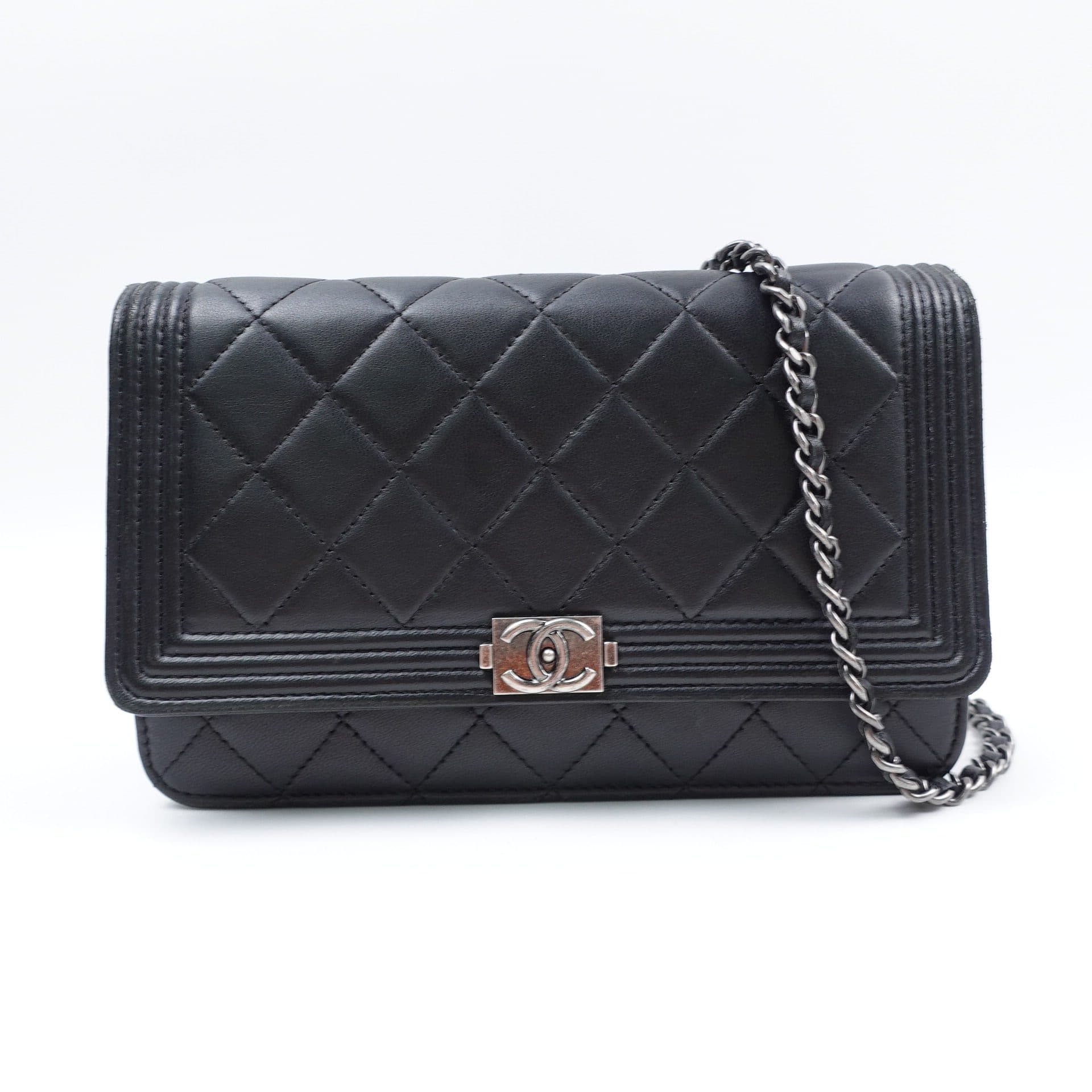 Chanel Chanel Boy WOC Black Caviar Leather Silver Hardware Chain Wallet On Chain