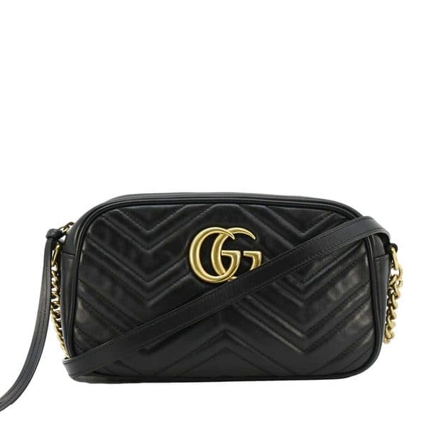 Gucci Gucci GG Marmont Small Black Matelassé Chevron Leather Camera Bag