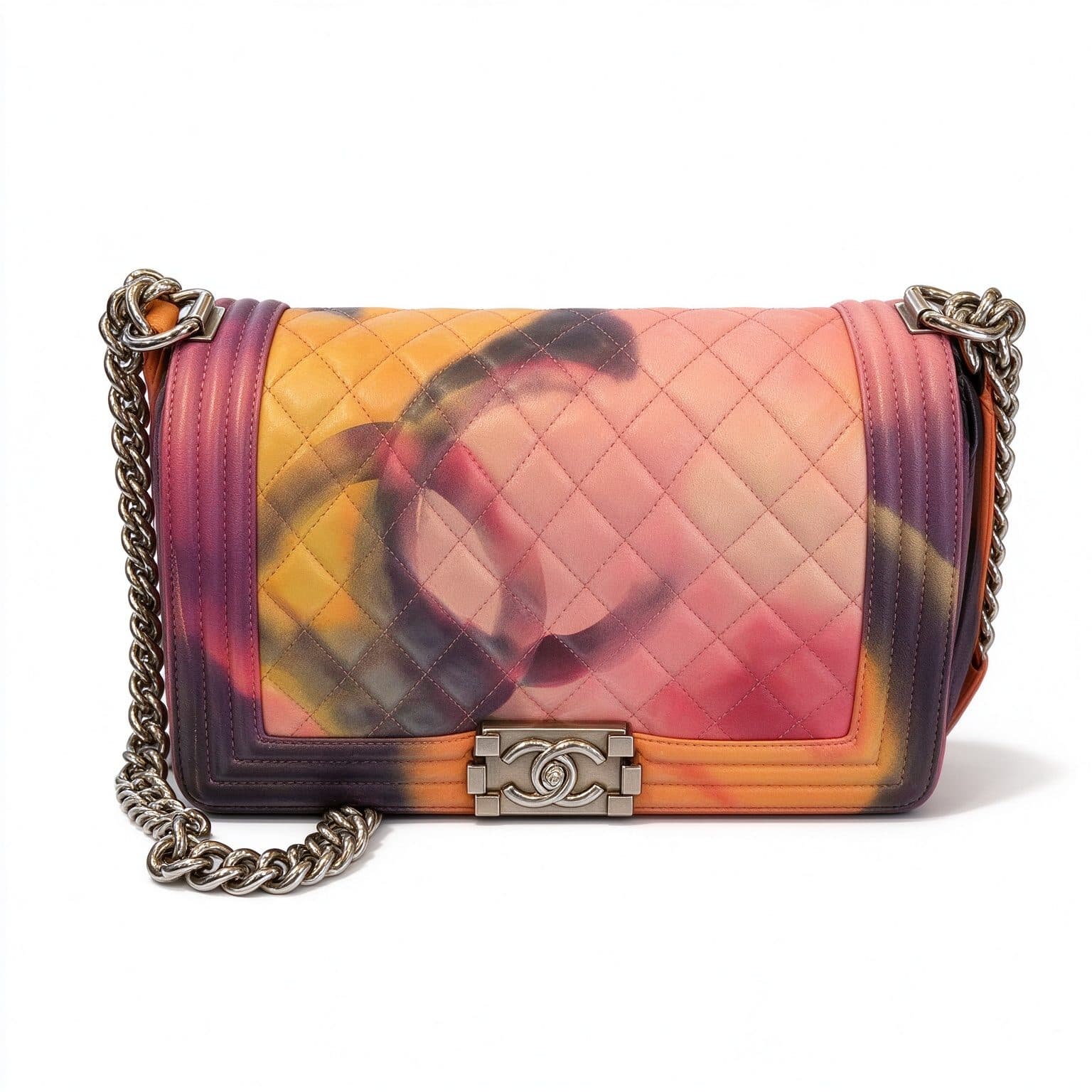 Chanel Chanel Boy Medium Multicolor Tie-Dye Art Print Lambskin Flap Bag Limited Edition